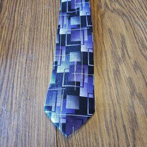 Arrow Purple and Black Square Geometric Pattern Silk Men's Necktie Tie